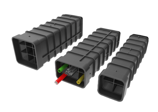 HSV TMP Injection Moulding Utilis multi-duct for cable protection example